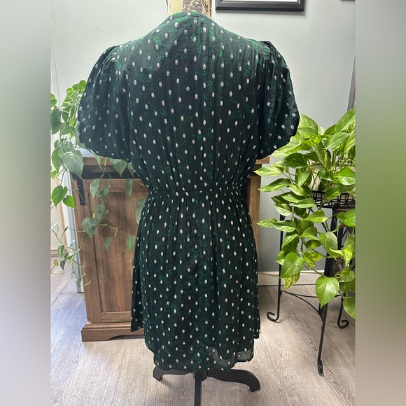LOFT dark green paisley dress, size M petite. NWT. - Picture 2 of 5